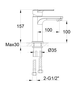 Suburb Basin Mixer With Clicker Waste Matt Black