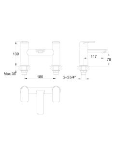 Suburb Deck Mounted Bath Filler Matt Black