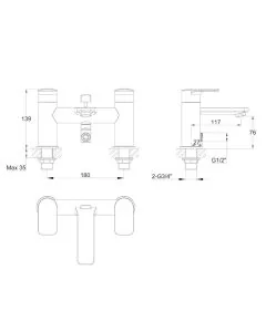 Suburb Deck Mounted Bath Shower Mixer Brushed Brass