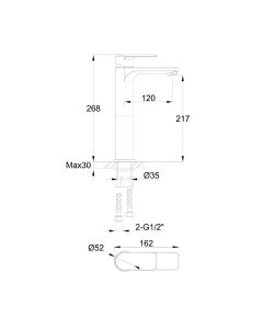 Suburb Tall Basin Mixer With Clicker Waste Matt Black
