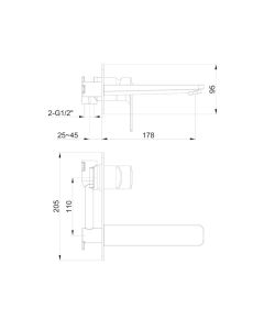 Suburb Wall Mounted Basin Mixer Brushed Brass