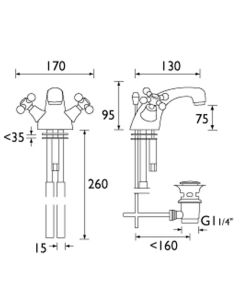 Regency Basin Mixer Chrome with Pop-up Waste