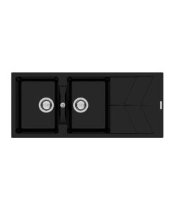 RIO Two Bowl Sink with Drainer Nero