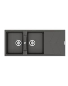 RIO Two Bowl Sink with Drainer Basalt