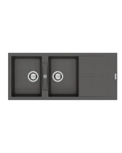 RIO Two Bowl Sink with Drainer Basalt