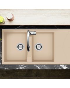 RIO Two Bowl Sink with Drainer Moonstone