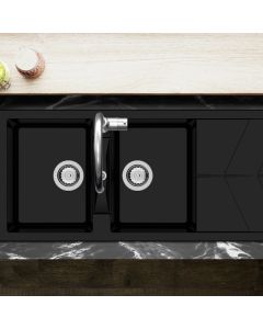 RIO Two Bowl Sink with Drainer Nero