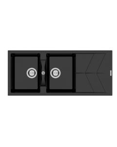 RIO Two Bowl Sink with Drainer Onyx