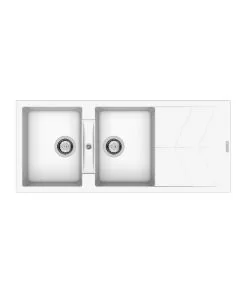 RIO Two Bowl Sink with Drainer Polar