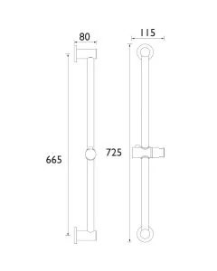 Round Riser Rail with Fixed Position Brackets Matt Black