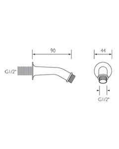 90mm Concealed Shower Arm