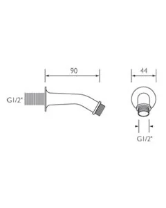 90mm Concealed Shower Arm