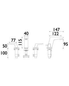 Sail 3 Hole Basin Mixer
