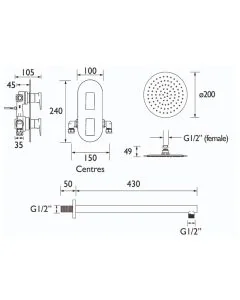 Sail Recessed Shower Pack