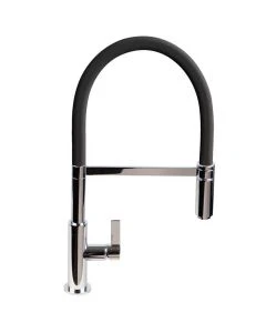 Spirale Sink Mixer Brushed Steel - Black Flexible Spout