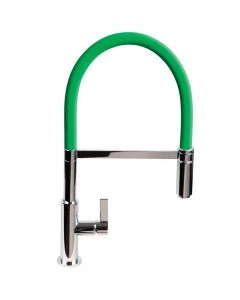 Spirale Sink Mixer Brushed Steel - Green Flexible Spout