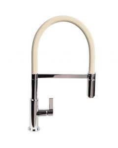 Spirale Sink Mixer Brushed Steel - Latte Flexible Spout