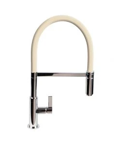 Spirale Sink Mixer Brushed Steel - Latte Flexible Spout