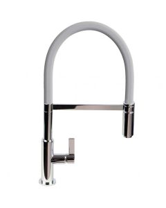 Spirale Sink Mixer Brushed Steel - Light Grey Flexible Spout