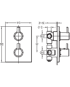 STR8 Thermostatic Mixer with 3 Way Diverter