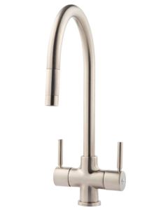 Emporia Kitchen Mixer Tap With Pull Out Aerator Brushed Steel