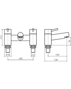 Beppo Deck Mounted Bath Filler Chrome