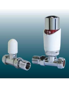 Straight Thermostatic Rad Valves Set White