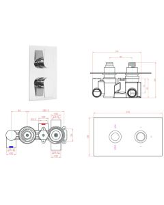 BARI CONCEALED 2 WAY THERMOSTATIC SHOWER VALVE CHROME