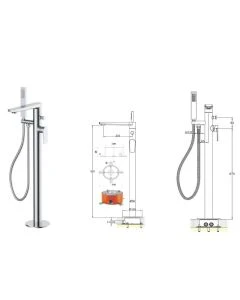 BARI FLOOR MOUNTED BATH SHOWER MIXER CHROME