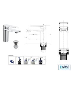 BARI MONOBLOC BASIN MIXER CHROME