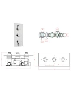 LIVORNO 3 WAY THERMOSTATIC SHOWER VALVE CHROME