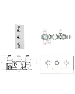 LIVORNO 3 WAY THERMOSTATIC SHOWER VALVE CHROME