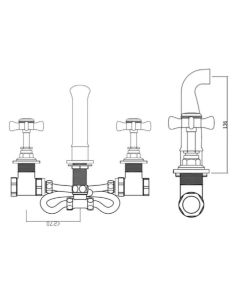 CHURCHMAN 3 HOLE WALL MOUNTED BASIN MIXER CHROME