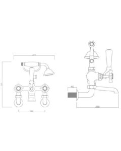 KENSINGTON LEVER WALL MOUNTED BSM & KIT CHROME