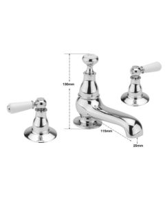 KENSINGTON LEVER 3 HOLE BASIN MIXER CHROME 