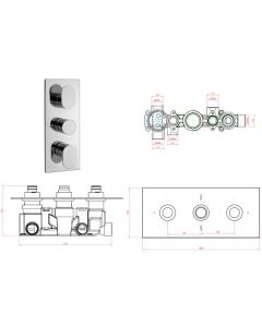 PLAZA 3 WAY THERMOSTATIC SHOWER VALVE CHROME