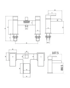FLOW CASCADE BATH SHOWER MIXER &amp; KIT CHROME