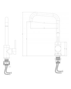 Side Lever L Spout Kitchen Sink Mixer Chrome