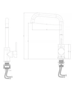 Side Lever L Spout Kitchen Sink Mixer Chrome