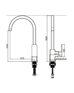 Side Lever Square Monobloc Kitchen Sink Mixer Chrome
