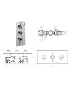 ERGO LEVER 3 WAY THERMOSTATIC SHOWER VALVE CHROME