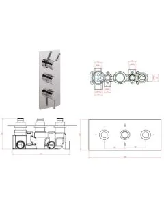 ERGO LEVER 3 WAY THERMOSTATIC SHOWER VALVE CHROME