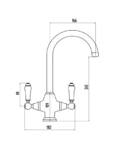 Traditional Twin Lever Handle Monobloc Kitchen Sink Mixer Chrome
