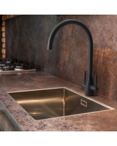 Twin Lever Handle Monobloc Kitchen Sink Mixer Black