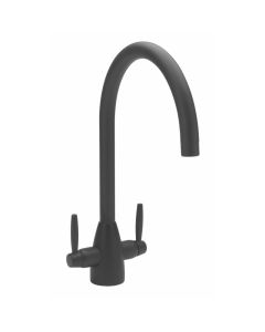 Twin Lever Handle Monobloc Kitchen Sink Mixer Black
