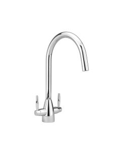 Twin Lever Handle Monobloc Kitchen Sink Mixer Chrome