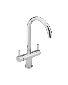 Twin Lever Handle U Spout Monobloc Kitchen Sink Mixer Chrome