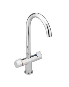 Twin Round Handle Monobloc Kitchen Sink Mixer Chrome