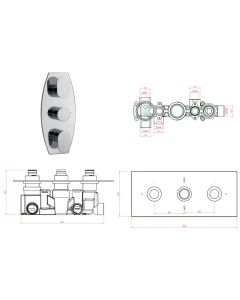 METRO 3 WAY THERMOSTATIC SHOWER VALVE CHROME