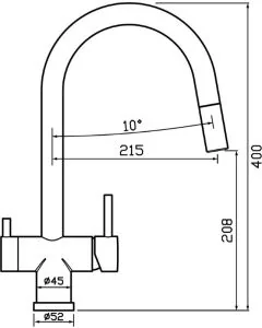 Toledo Mixer and Cold Filter Tap with Pull-Out Spray Brushed Nickel
